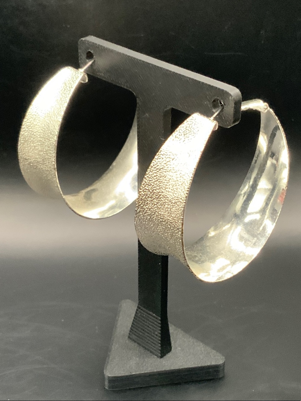 Silver Textured Hoop Earrings - Women Jewelry